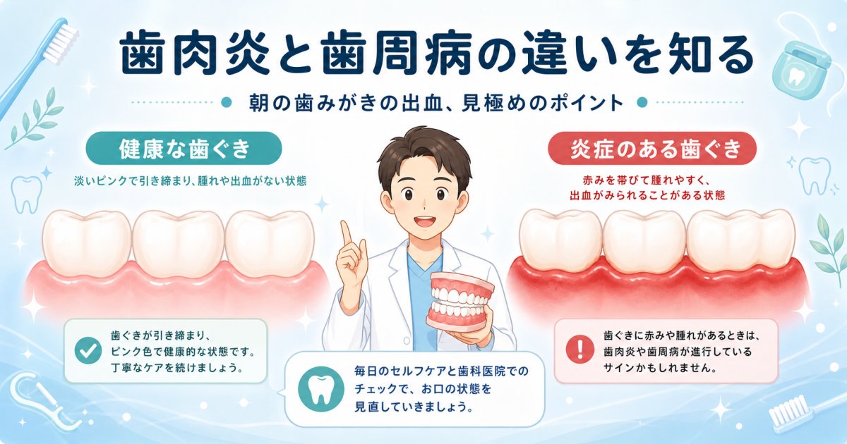 朝の歯みがきで出血したら？歯肉炎と歯周病の違いと見極め方