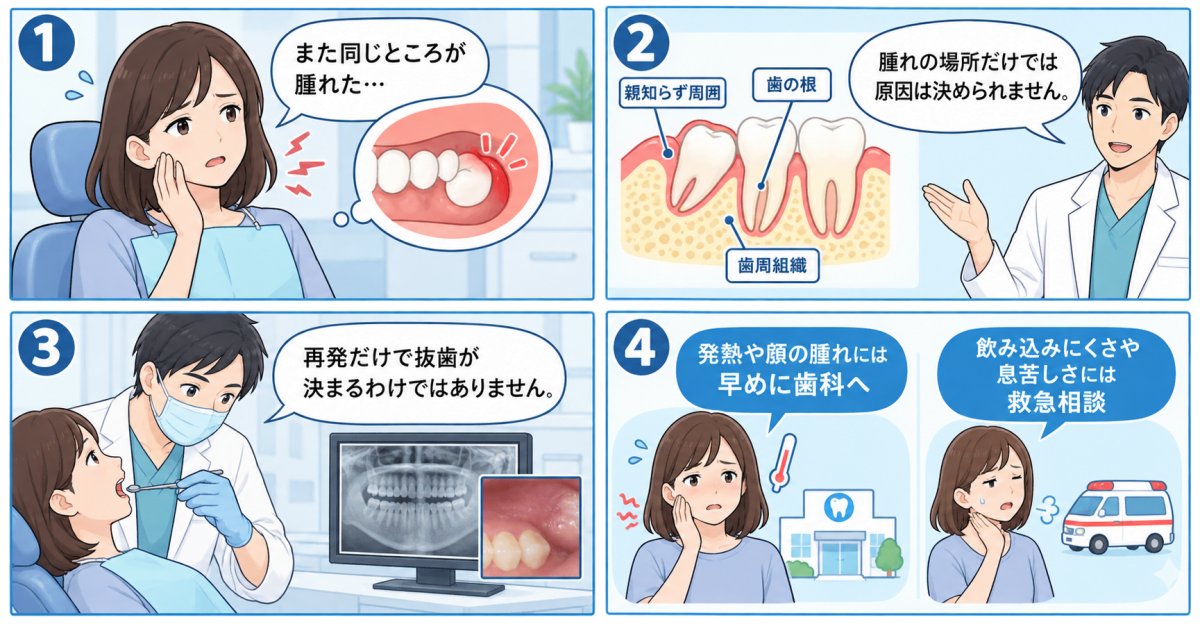奥歯の腫れが何度も引いては再発…抜歯は必要？受診を急ぐ症状